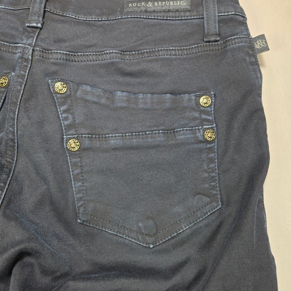 Rock & Republic Kashmiere Skinny Jeans Dark Wash Gold Hardware Womens 12 M - Picture 4 of 15